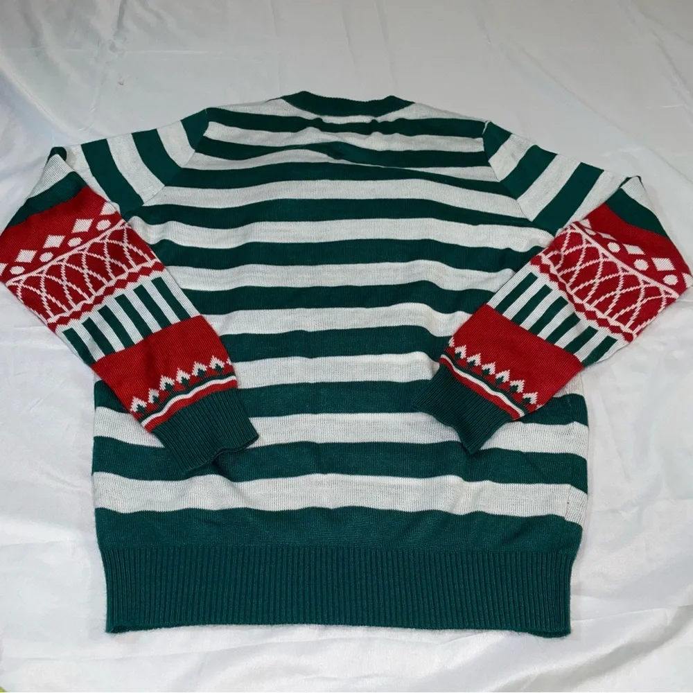 Tipsy‎ Elves Mens Small Ugly Christmas Sweater Stocking Green White Striped